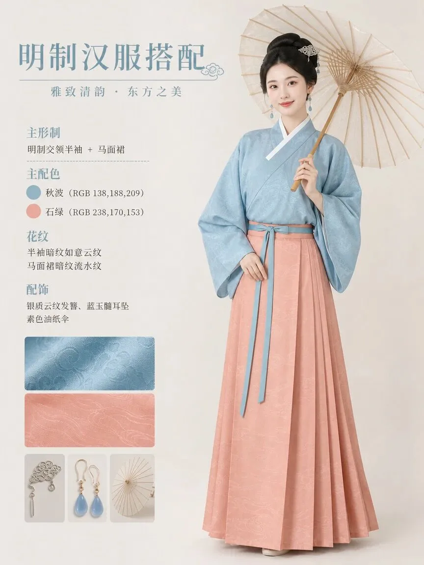 汉服丨夏日限定！清新配色明制马面裙-汉服衣・汉服艺 | HanFuYi  https://hanfuyi.com